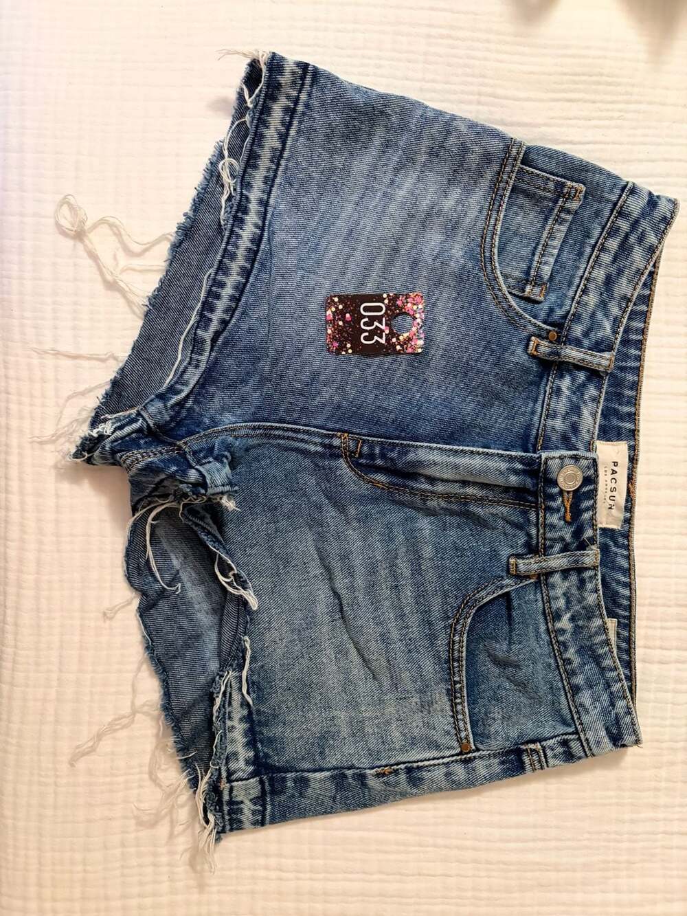 PacSun High Rise Raw Hem Denim Shorts